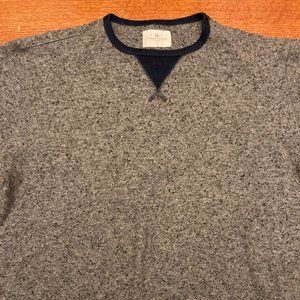 Taylor Stitch Grey Nubby Fleck Wool Indigo Crewneck Sweatshirt 44 XL USA Terry